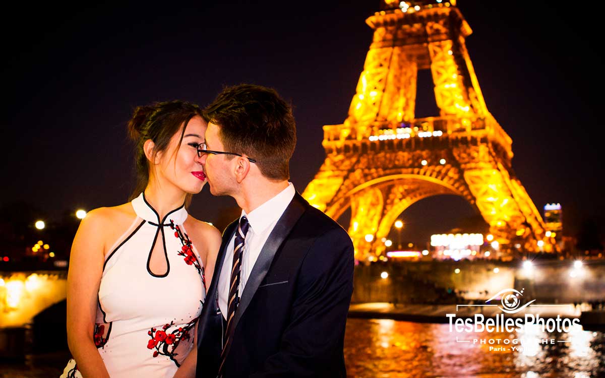 巴黎情侣华人摄影师, 巴黎情侣照, 巴黎之夜情侣爱情照
